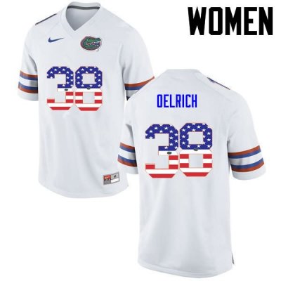 Women's Florida Gators #38 Nick Oelrich NCAA Nike White USA Flag Fashion Authentic Stitched College Football Jersey OST5362IF